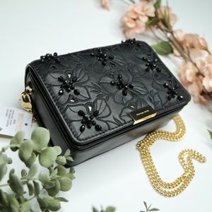 Michael Kors Jade Leather MD Gusset Clutch NWT